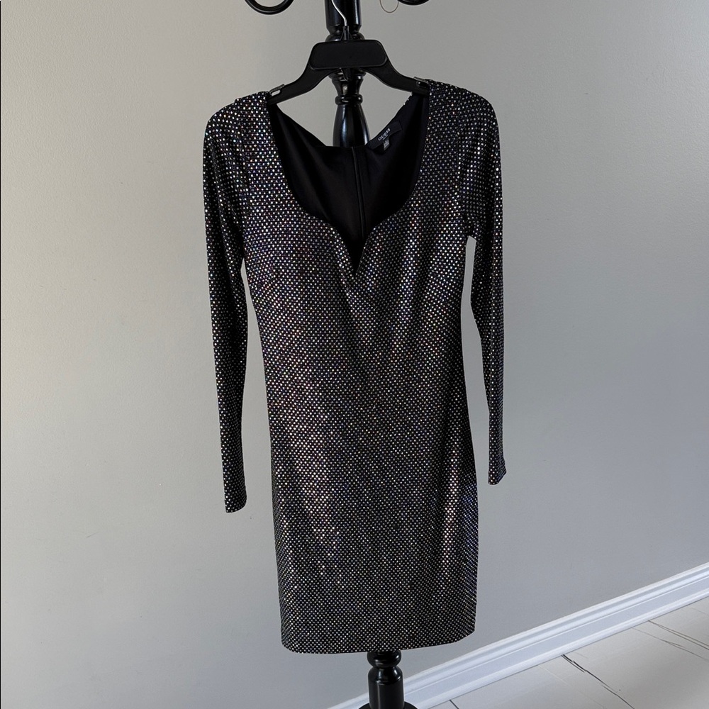 Guess Black and Silver Long Sleeve Dress